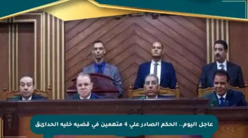عاجل اليوم.. الحكم الصادر على 4 متهمين في قضية خلية الحدائق